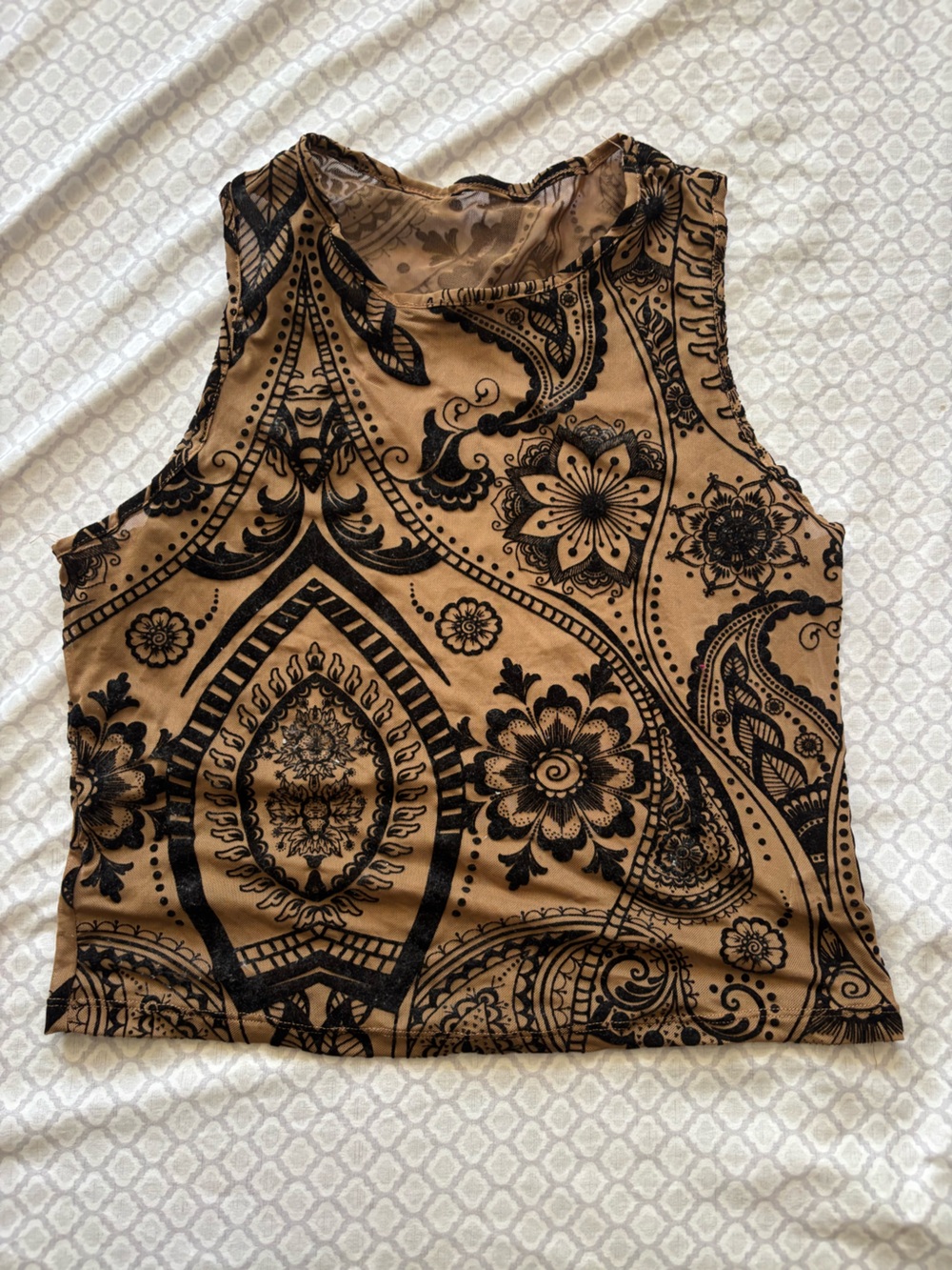 Sheer mesh mandala crop top